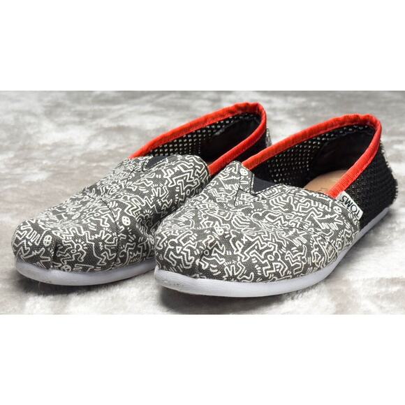 Toms Keith Haring Chalkboard Mesh Slip On Classic Flats Womens Size 7 - Picture 10 of 14